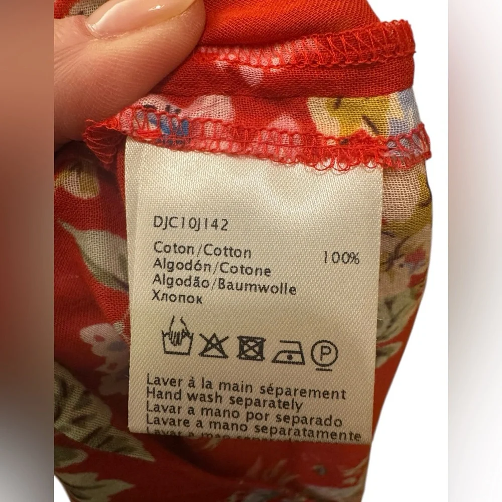 Gerard Darel Paris red cotton floral blouse. Size 46 (XL). Mint condition. - Picture 8 of 9